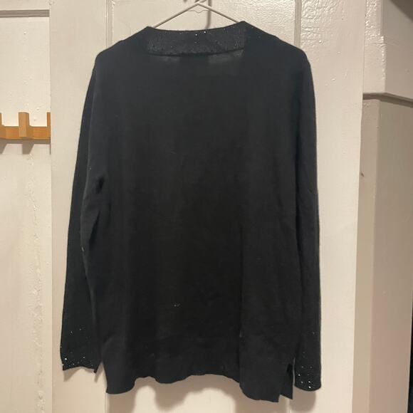 Black Label by Chicos Black 100% Cashmere Rhinestone Embellished Sweater Size L - Picture 7 of 7